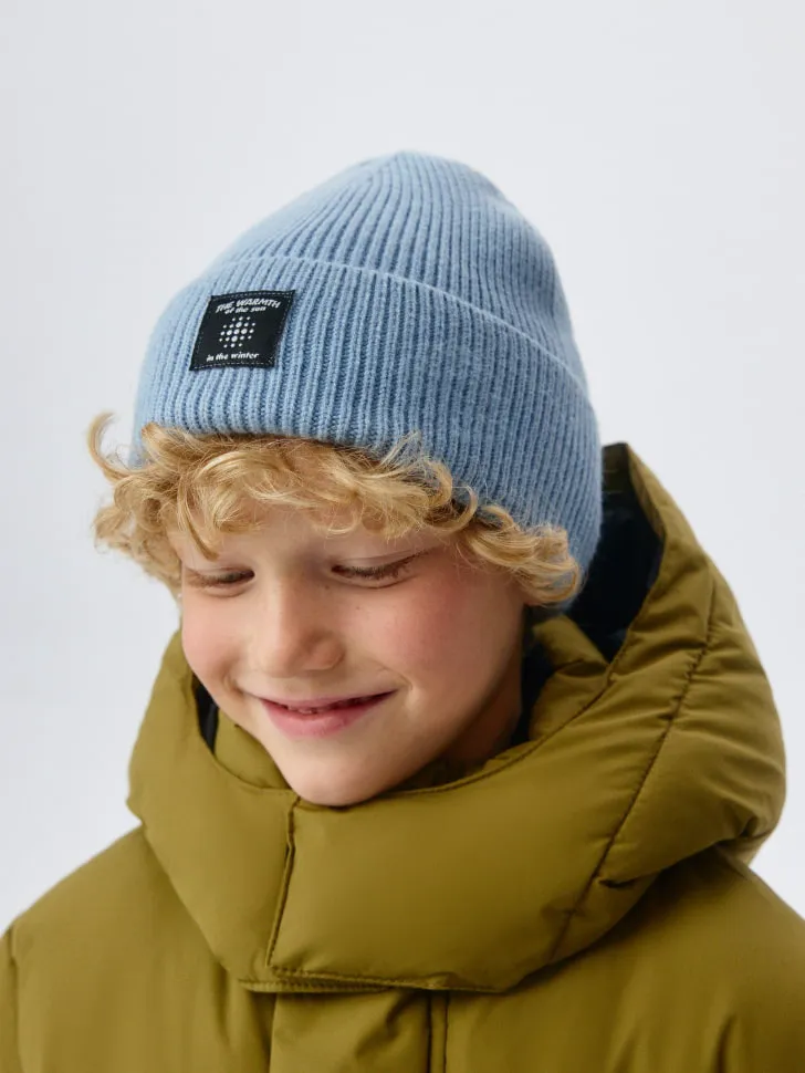 Шапка с содержанием шерсти для мальчиков, голубой, арт. 11797