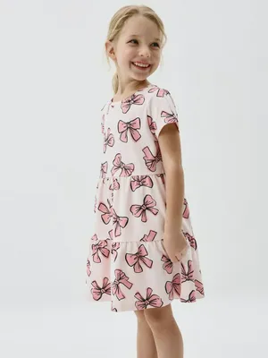 Трикотажное платье с принтом для девочек, арт. 11840