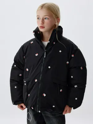 Зимняя куртка с вышивкой Hello Kitty для девочек, арт. 11846