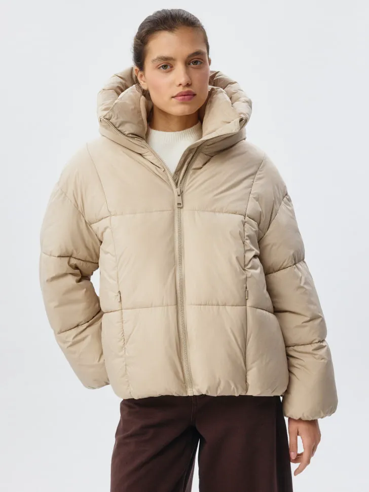 Куртка оверсайз с капюшоном, бежевый, арт. 11850