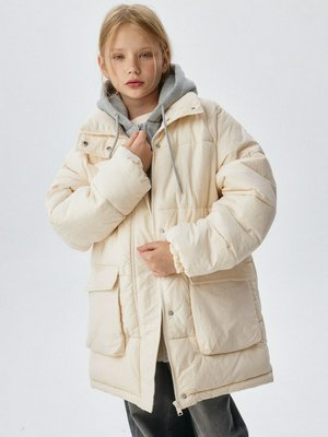 Зимняя стеганая куртка с трикотажным капюшоном для девочек, арт. 11869