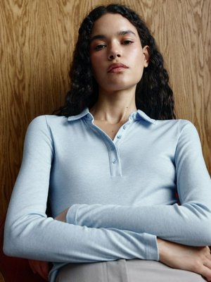 Лонгслив-поло из смесового лиоцелла и шерсти, арт. 11870