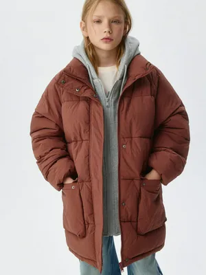 Зимняя стеганая куртка с трикотажным капюшоном для девочек, арт. 11884