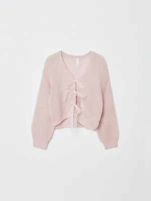 Вязаный кардиган из смесовой шерсти с бантиками, арт. 11941