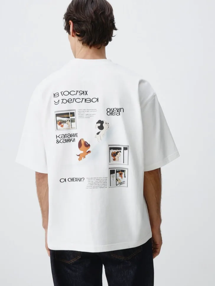 Футболка с принтом SELA x Союзмультфильм, белый, арт. 11962
