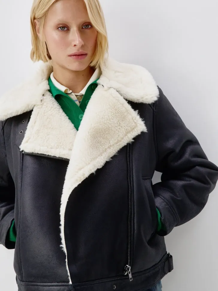 Базовая дубленка из искусственной кожи, серый, арт. 11963