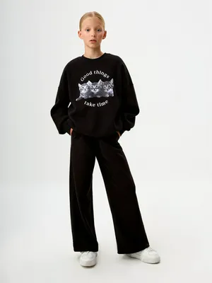 Широкие трикотажные брюки для девочек, арт. 11968