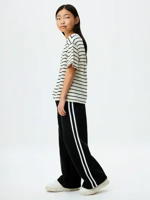 Широкие трикотажные брюки с лампасами для девочек, арт. 12012