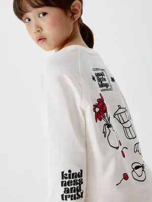 Лонгслив оверсайз с принтом для девочек, арт. 12014