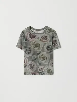 Футболка из сетки с принтом для девочек, арт. 12044