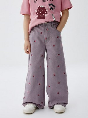 Джинсы Wide leg с принтом для девочек, арт. 12055