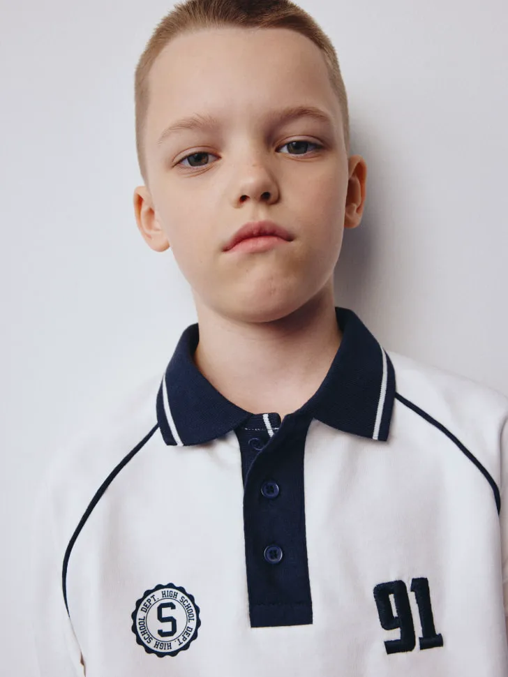 Свитшот с воротником для мальчиков, белый, арт. 12084