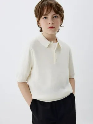 Вязаное поло с коротким рукавом для мальчиков, арт. 12091