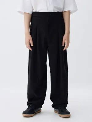 Костюмные свободные брюки для мальчиков, черный, арт. 12094