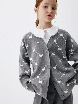 Вязаный кардиган оверсайз для девочек, арт. 12095