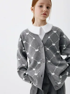 Вязаный кардиган оверсайз для девочек, арт. 12095