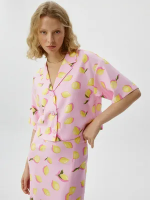 Укороченная рубашка с принтом, арт. 12132