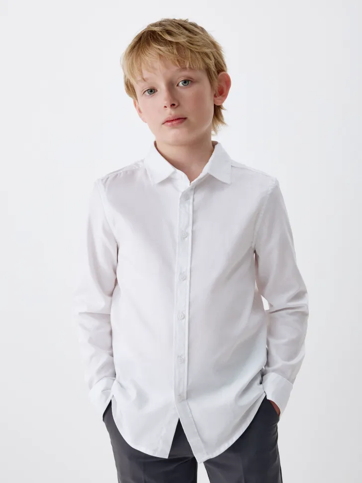 Классическая белая рубашка для мальчиков, белый, арт. 12137