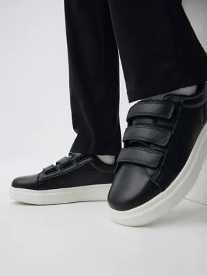 Кожаные кеды на липучках детские, арт. 12151