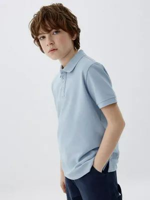 Поло для мальчиков с коротким рукавом, голубой, арт. 12153