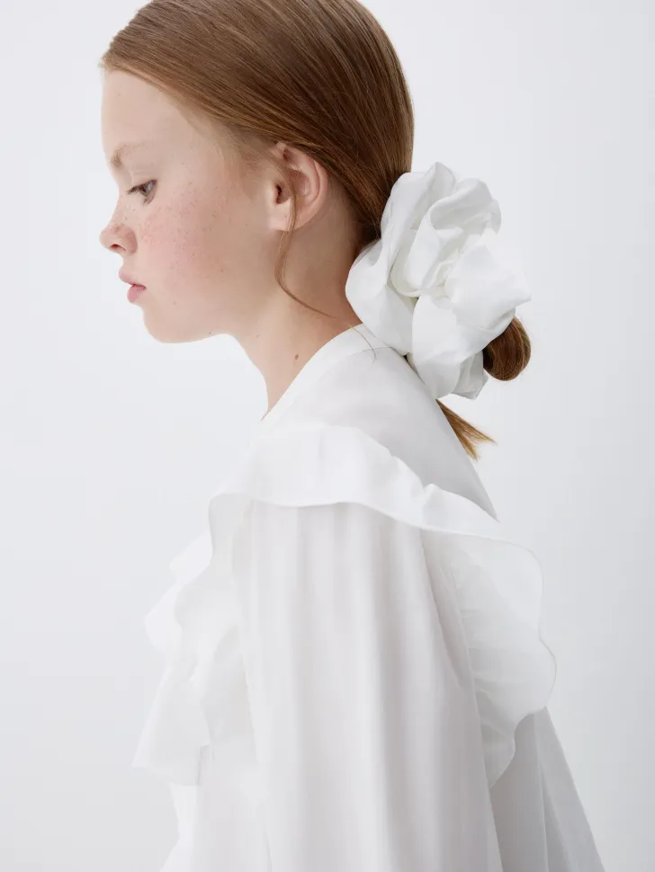 Объемная резинка для волос для девочки, белый, арт. 12161