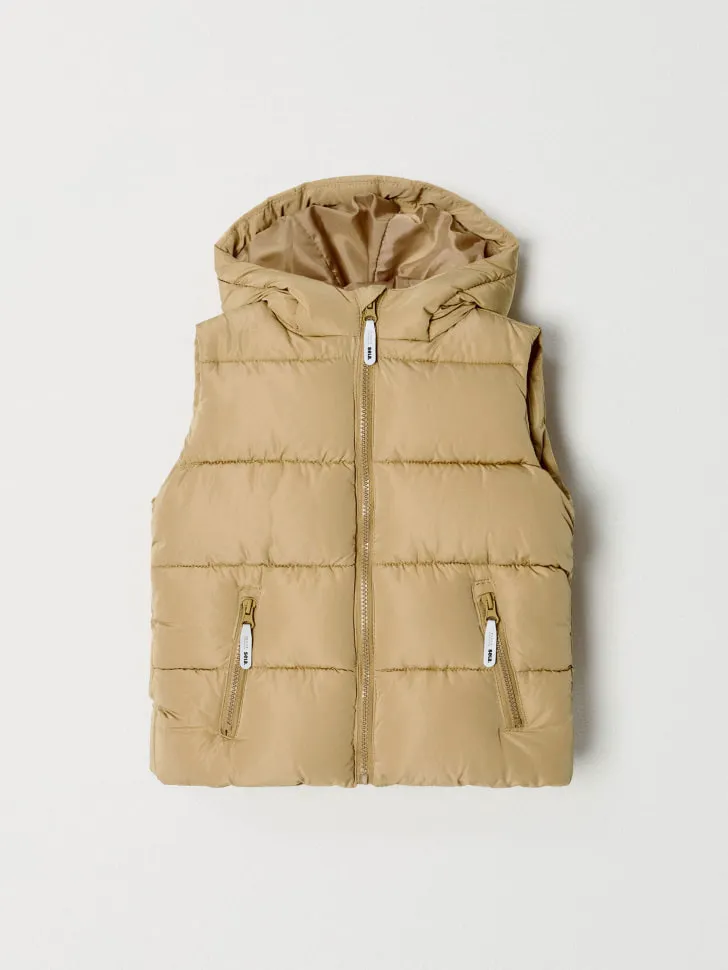 Жилет с капюшоном для мальчиков, бежевый, арт. 12181