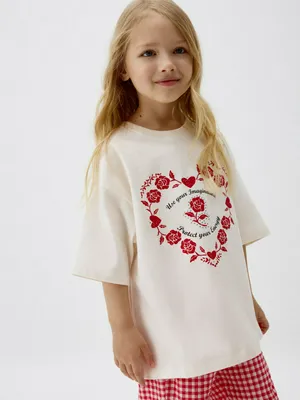 Футболка оверсайз с принтом для девочек, арт. 12193