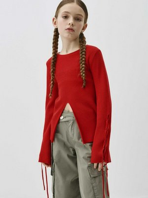 Вязаный джемпер со шнуровкой для девочек, арт. 12250