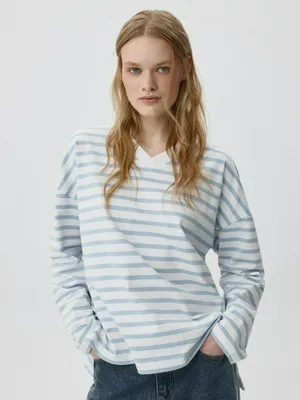 Лонгслив ANNA OVERSIZE FIT с треугольным вырезом, арт. 12278