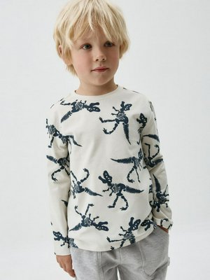 Лонгслив с принтом, молочный, синий, арт. N/A