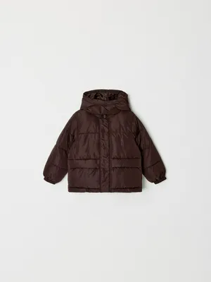 Стеганая куртка с капюшоном для мальчиков, коричневый, арт. 12349