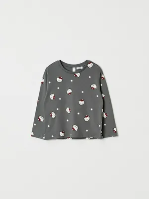 Лонгслив с принтом Hello Kitty для девочек, серый, арт. 12386