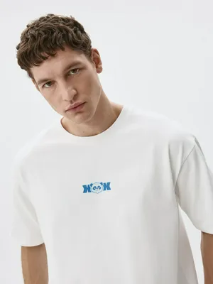 Футболка OVERSIZE FIT с принтом, белый, арт. 12404