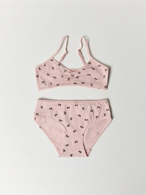 Набор из топа и трусов-слипов для девочек, розовый, черный, арт. 001