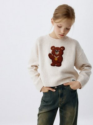 Вязаный джемпер с вышивкой для девочек, арт. 12418