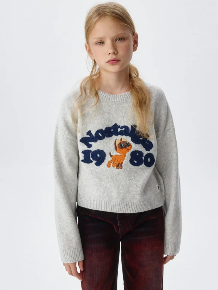 Вязаный джемпер для девочек SELA x Союзмультфильм, серый, арт. 12419