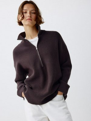 Вязаный джемпер с воротником-стойкой на молнии, арт. 12429