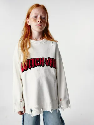 Вязаный джемпер в стиле гранж для девочек, арт. 12448