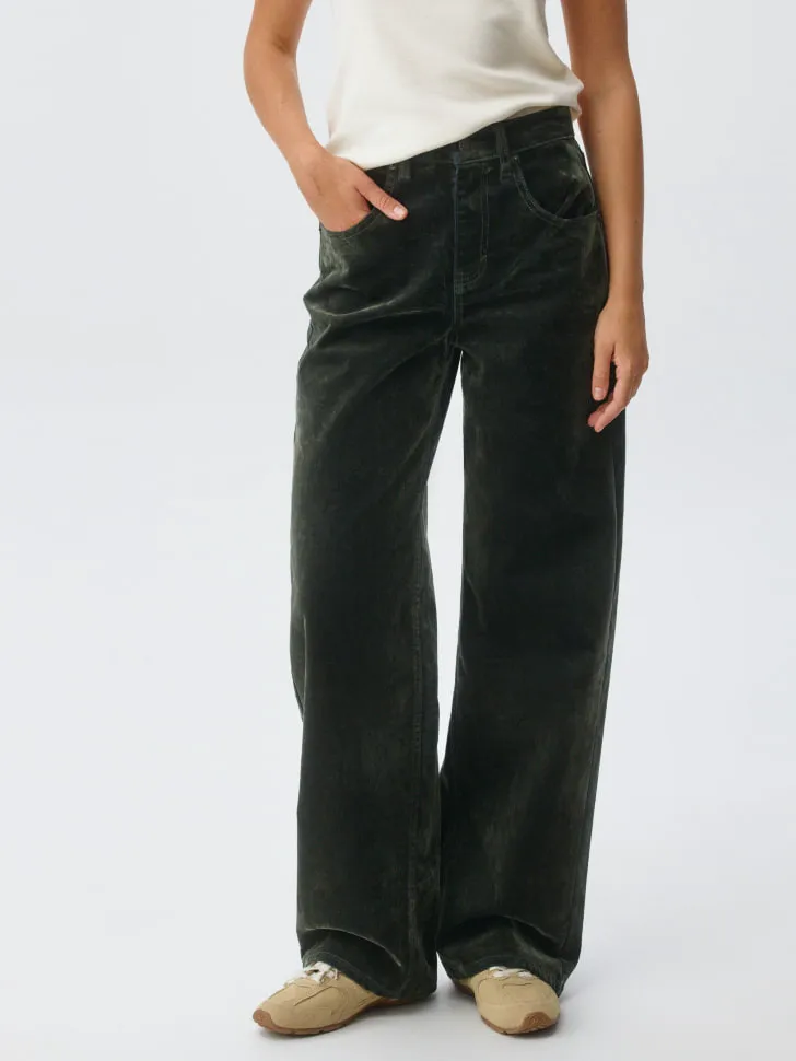 Джинсы Loose straight с флоковым покрытием, зеленый, арт. 12457