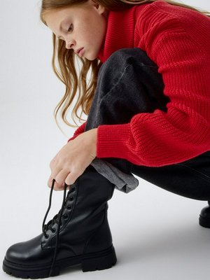 Кожаные ботинки со шнуровкой для девочек, арт. 12460