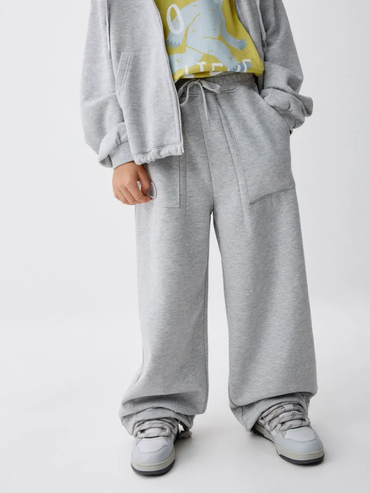 Трикотажные брюки оверсайз детские, серый, арт. 12464