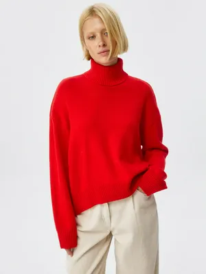 Джемпер оверсайз с содержанием шерсти, красный, арт. 12481