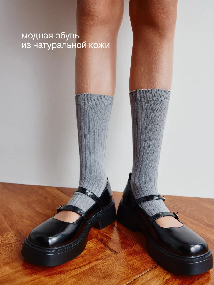 Лакированные туфли из натуральной кожи для девочек, черный, арт. 12484