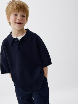 Вязаное поло оверсайз с коротким рукавом для мальчиков, арт. 12556