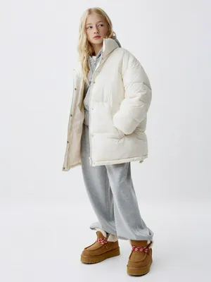 Зимняя куртка с воротником-стойкой для девочек, бежевый, арт. 12593