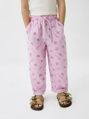 Брюки из муслина с принтом для девочек, арт. 12594