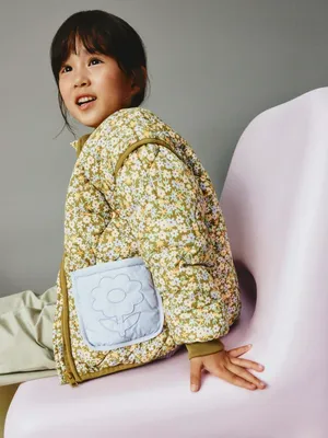 Стеганая куртка с патчем для девочек, арт. 12638