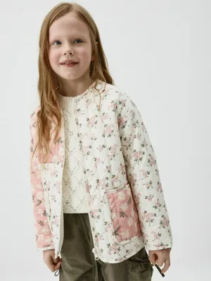 Легкая стеганая куртка в стиле пэчворк для девочек, арт. 12694