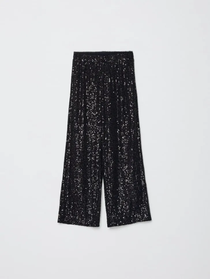 Брюки с пайетками для девочек, черный, арт. 12696