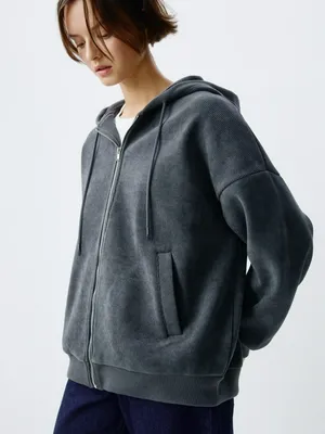 Вельветовое худи оверсайз на молнии, арт. 12704